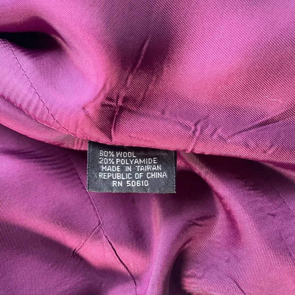 VTG Sasson Wool Blazer Sz 10 Magenta Cropped Double Breasted 80s Paris NY - Picture 13 of 16